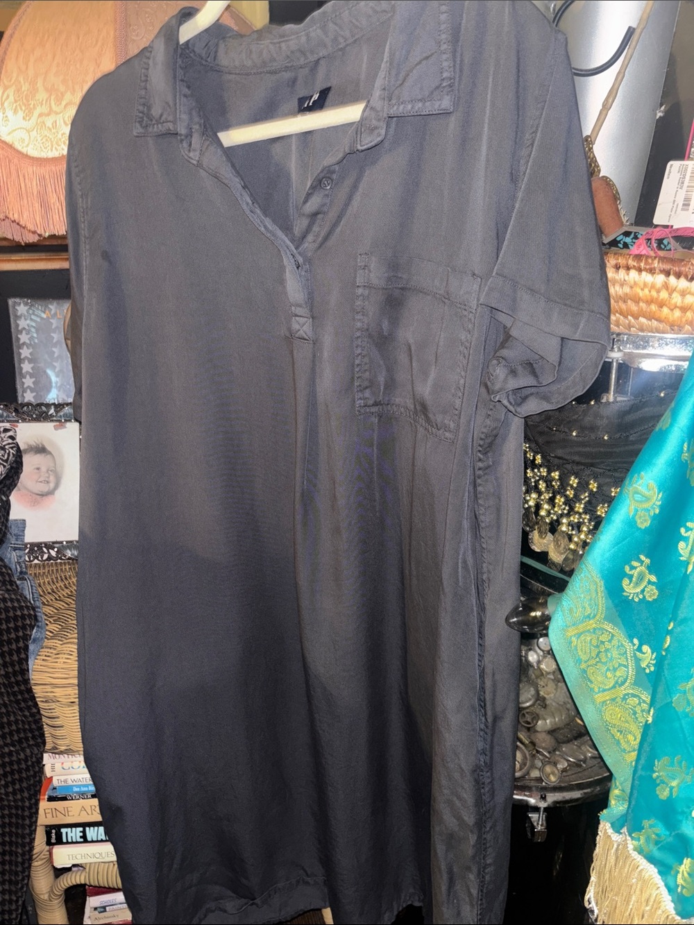 GAP Charcoal Gray Midi Shirt Dress